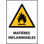 LOT DE 3 - PANNEAU DANGER - PICTO MATIÈRES INFLAMMABLES - W021 - ISO 7010 VINYLE SOUPLE AUTOCOLLANT A5