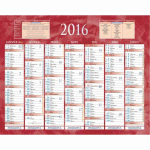 LOT DE 5 - CALENDRIER SEMESTRIEL MURAL ANNÉE 2027 - ROUGE - 21 X 26,5 CM - 7 MOIS