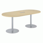 TABLE DE RÉUNION OVALE L 210 CM HÊTRE PIÈTEMENT COLONNE ALUMINIUM EXCELLENS