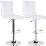 2 X TABOURET DE BAR EN CUIR SYNTHÉTIQUE. HAUTEUR RÉGLABLE. BLANC - WOLTU