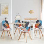 LOT DE 4 CHAISES SCANDINAVES SARA MOTIFS PATCHWORKS MULTI-COULEURS - MULTICOLORE