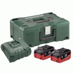PACK 2 BATTERIES 18 VOLTS LIHD 8.0 AH + CHARGEUR ULTRA RAPIDE METABO