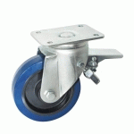 ROULETTE PIVOTANTE À FREIN BLEU 125 MM- CHARGE 250 KG - ROULEMENTS À ROULEAUX AVL