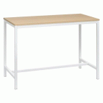 TABLE HAUTE SWAP L160 X H 110 X P 80 CM CHÊNE CLAIR PIEDS MÉTAL BLANC
