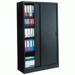 ARMOIRE MÉTAL PORTES COULISSANTES GRANDE LARGEUR L 120 X H 200 X P 45 CM NOIR