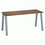 BUREAU DROIT INDIVIDUEL NOYER 160 X 60 CM, PIÉTEMENT MÉTAL ALUMINIUM - ARCH