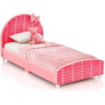 CADRE DE LIT POUR ENFANTS 1-6 ANSAVEC STRUCTURE SOLIDE,CHÂSSIS DE LIT AVEC TÊTE DE LIT,CONVIENT AUX MATELAS 140X70 CM,ROSE - GOPLUS