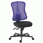 CHAISE DE BUREAU ANDRIO TISSU ET MAILLE BLEU - DOSSIER HAUT SANS ACCOUDOIRS SOUTIEN LOMBAIRE - MÉCANISME SYNCHRONE - PIEDS NOIR