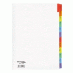 LOT DE 2 - INTERCALAIRE A4 CARTE BRISTOL BLANCHE BRUNEAU 12 ONGLETS MENSUELS MULTICOLORES - 1 JEU