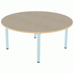 TABLE CARÉLIE RONDE Ø120 T2 STR POLY. ÉRABLE G. BEIGE/LAGON - MOBIDECOR