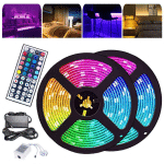 VINGO - 1M ENSEMBLE DE BANDE LED, BANDE LED RGB 5050 SMD, BANDE LED 60 LED, LED NON ÉTANCHE (IP20), AVEC TÉLÉCOMMANDE 44 BOUTONS - RGB