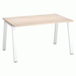 BUREAU DROIT INDIVIDUEL CHÊNE CLAIR 140 X 80 CM, PIÉTEMENT MÉTAL BLANC - ARCH