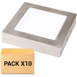 PACK 10X PLAFONNIERS LED 18W 4000K CARRÉ NICKEL