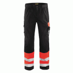 PANTALON HAUTE VISIBILITÉ ROUGE FLUORESCENT/NOIR TAILLE 54 - MANUTAN COLLECTIVITÉS