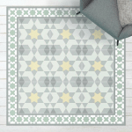 MICASIA - TAPIS EN VINYLE - GEOMETRICAL TILES KALEIDOSCOPE YELLOW GREEN - CARRÉ 1:1 DIMENSION HXL: 40CM X 40CM