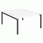 PÔLE 2 BUREAUX L 140 CM PLATEAUX BLANC, PIÈTEMENT MÉTAL - TEAM LINE PIÉTEMENT ANTHRACITE