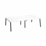 PÔLE DE 4 BUREAUX ECLA BLANC L 140 X P 80 CM PIÈTEMENT MÉTAL ANTHRACITE
