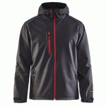 VESTE SOFTSHELL À CAPUCHE GRIS FONCÉ/ROUGE TAILLE XS - BLAKLADER