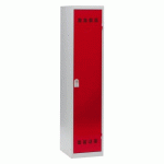 VESTIAIRE 1 COLONNE COLOR MONOBLOC INDUSTRIE SALISSANTE CORPS GRIS PORTE ROUGE
