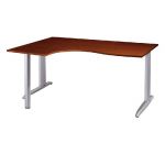 BUREAU COMPACT RETOUR À GAUCHE ACTUAL - L. 160 X P. 120 CM - PLATEAU WENGÉ - PIEDS L ALUMINIUM