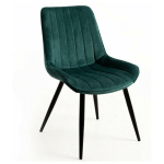 LES TENDANCES - CHAISE VELOURS VERT ET ACIER NOIR NALIA - LOT DE 2