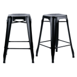 LOT 2 TABOURETS DE BAR H.65 CM MÉTAL NOIR ET PERFORATIONS - METALICA