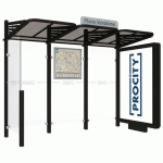 ABRI BUS CONVIVIALE 3 M CAISSON BARDAGE GAUCHE NOIR 9005 - PROCITY