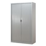 ARMOIRE MÉTAL CLASSTOUT CLASSIQUE - A RIDEAUX - L. 120 X H. 198 CM - CORPS GRIS  - RIDEAUX GRIS