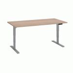 BUREAU RÉGLABLE EN HAUTEUR ÉLECTRIQUE CHÊNE CLAIR ECLA ERGO PREMIUM 160 X 80 CM PIEDS ALUMINIUM