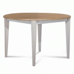 TABLE RONDE EXTENSIBLE BOIS D105 CM AVEC 1 ALLONGE ET PIEDS FUSEAU - VICTORIA - BLANC