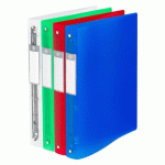 LOT DE 8 - CLASSEUR 4 ANNEAUX PLASTIFIÉ BRUNEAU A4 - DOS 4 CM COULEURS ASSORTIES TRANSLUCIDES