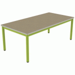 TABLE CARÉLIE 160X80 T3 STRAT POLY. HÊTRE MIEL BEIGE/VERT AC - MOBIDECOR