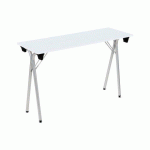 TABLE PLIANTE DE FORMATION L 120 X P 40 BLANC PIED ALUMINIUM