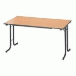 TABLE RECTANGULAIRE PLIANTE PLATEAU HÊTRE L 140 X P 70 CM - CLASSIQUE - PIÉTEMENT NOIR