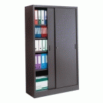 ARMOIRE MÉTAL PORTES COULISSANTES GRANDE LARGEUR L 120 X H 200 X P 45 CM ANTHRACITE