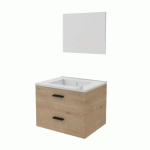 ENSEMBLE MEUBLE VASQUE SALLE DE BAIN - 60 CM - 2 TIROIRS - BOIS - LIFT AURLANE