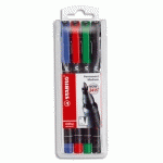 FEUTRES DE RETROPROJECTION STABILO - ENCRE PERMANENTE - POINTE MOYENNE 1MM - POCHETTE DE 4 -