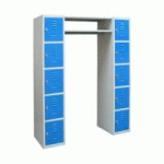 VESTIAIRE MÉTALLIQUE MULTICASES AVEC PENDERIE 2 COLONNES DE 5 CASES