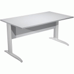 BUREAU DROIT PIEDS L EN MÉTAL FAST 140 CM - GRIS CHROME