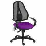 CHAISE DE BUREAU HOLLY TISSU ET MAILLE VIOLET - DOSSIER HAUT ACCOUDOIRS - MÉCANISME SYNCHRONE - PIEDS NOIR