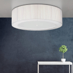 LAM PLAFONNIER ALDABRA EN TISSU, Ø 80 CM, BLANC