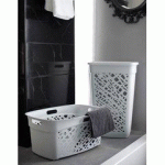 PANIER À LINGE ALMERIA, AVEC COUVERCLE, 60 L, BLANC