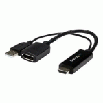 STARTECH.COM 4K 30HZ HDMI TO DISPLAYPORT VIDEO ADAPTER W/ USB POWER - 6 IN - HDMI 1.4 (MALE) TO DP 1.2 (FEMALE) ACTIVE MONITOR CONVERTER (HD2DP) - CÂBLE ADAPTATEUR - DISPLAYPORT / HDMI - 25.5 CM