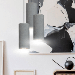 EMIBIG LIGHTING SUSPENSION JONI TISSU RONDE 3 LAMPES GRIS DORÉ