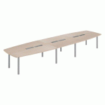 TABLE MODULABLE BELEM L 520 X P 140 CM -18 PERSONNES CHÊNE CLAIR/ALUMINIUM