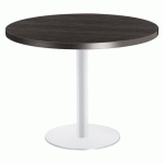 TABLE RONDE SHINY 100 CM NOIRE ÉBÈNE PIED MÉTAL BLANC