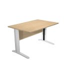 BUREAU DROIT PRONTO MÉTAL - L.120 X P.80 CM - PLATEAU CHÊNE - PIEDS L ALUMINIUM