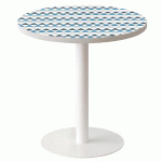 GUÉRIDON EASY OFFICE BAS PIED MÉTAL Ø 60 CM PLATEAU DÉCOR BLEU - MANUTAN COLLECTIVITÉS