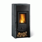 POÊLE À BOIS 6,0 KW AVEC PORTE-BÛCHES ET REVÊTEMENT PIERRE VULCAN - ASIA BII LA NORDICA EXTRAFLAME