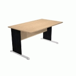 BUREAU DROIT PRONTO TENDANCE - L.140 X P.80 CM - PLATEAU CHENE - PIEDS L NOIRS